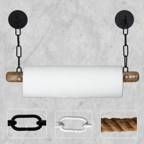 DEKAZIA® Küchenrollenhalter Holz | Wandmontage, Papierrollenhalter, Küchenrolle Halter, Mangoholz Schwarz Kuchenrollenhalterung Wandrollenhalter von DEKAZIA