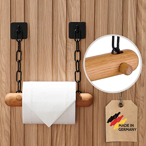 DEKAZIA® Toilettenpapierhalter Holz | Toilettenpapierhalter ohne Bohren schwarz | Klopapierhalter ohne Bohren | Klorollenhalter ohne Bohren | WC Papier Halterung | Klopapier Halterung WC Rollenhalter von DEKAZIA