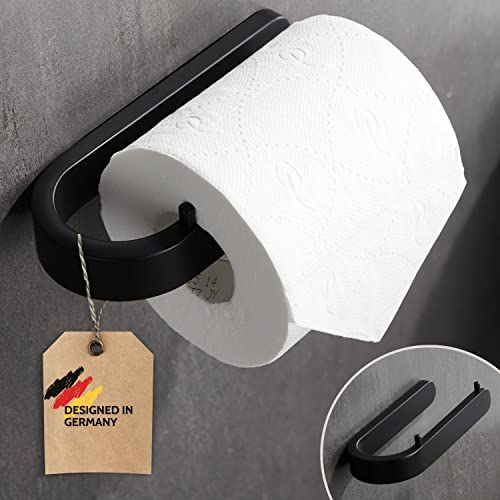 DEKAZIA® Toilettenpapierhalter ohne Bohren schwarz Toilettenpapierhalter schwarz matt Klopapierhalter ohne Bohren Klorollenhalter ohne Bohren Klopapierhalter Toilettenpapierhalter WC Papier Halterung von DEKAZIA