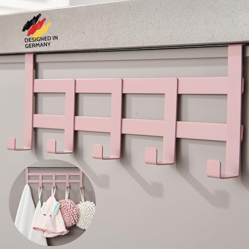 DEKAZIA® Türgarderobe Rosa zum Einhängen - Bunte Türhakenleiste für Kinderzimmer, Garderobenhaken & Kleiderhaken - Praktischer Türhänger & Hakenleiste von DEKAZIA