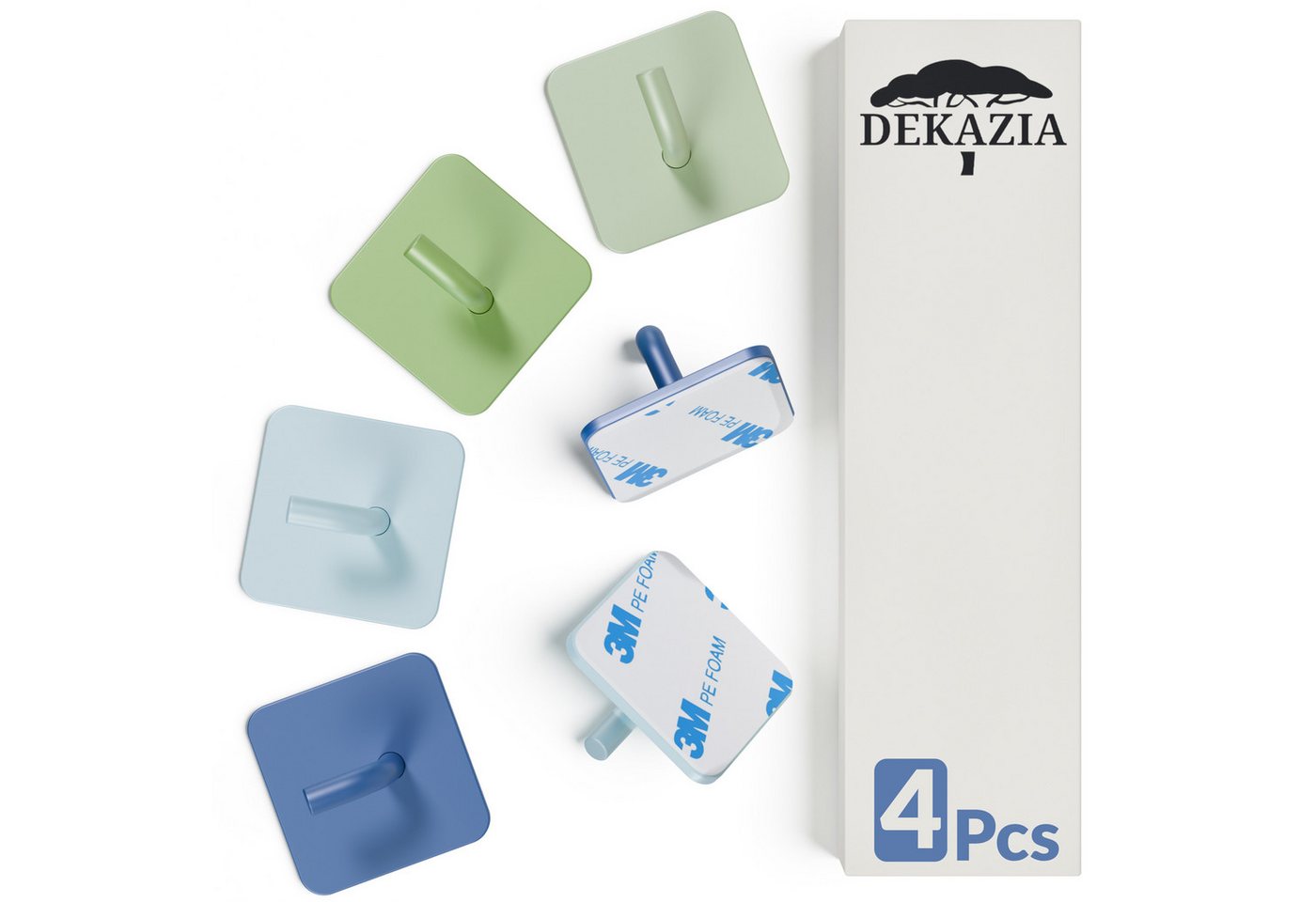 DEKAZIA Klebehaken Bunt Kindergarderobe Garderobe Kinder Kleiderhaken Kinder, Kinderzimmer, Bad, WC, Wand, Kinder Zimmer, Kinder, (Handtuchhaken, 4-St., Wandhaken Haken selbstklebend), Garderobenhaken Kinder von DEKAZIA