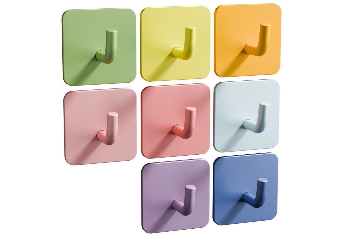 DEKAZIA Klebehaken Bunt Kindergarderobe Garderobe Kinder Kleiderhaken Kinder, Kinderzimmer, Bad, WC, Wand, Kinder Zimmer, Kinder, (Handtuchhaken, 8-St., Wandhaken Haken selbstklebend), Garderobenhaken Kinder von DEKAZIA