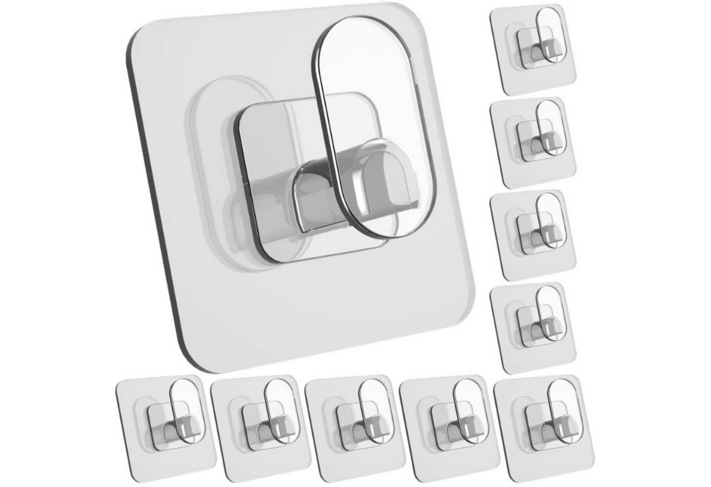 DEKAZIA Klebehaken ohne Bohren, selbstklebende Badhaken, Handtuchhaken, Bad, WC, Toilette, Garderobe, Küche, (16-St., 16 Stk), Transparente Hacken, Küchenhaken, Handtuchhalter, Garderobenhaken von DEKAZIA