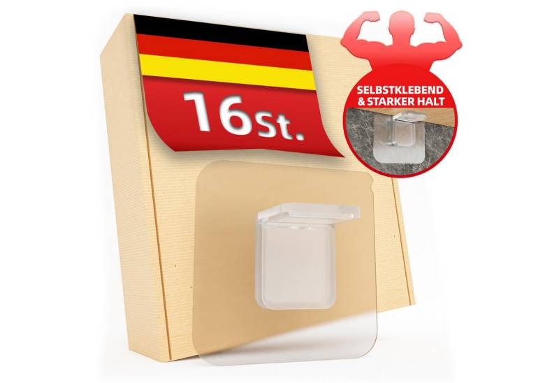 DEKAZIA Wandregalhalter ohne Bohren, Regalbodenhalter selbstklebend, Träger für Regalböden, versch. Größen & Lasten, 4er, 10er, 16er Set 16-tlg., Regalbodenträger Sets Bretthalter für Schränke Regale von DEKAZIA