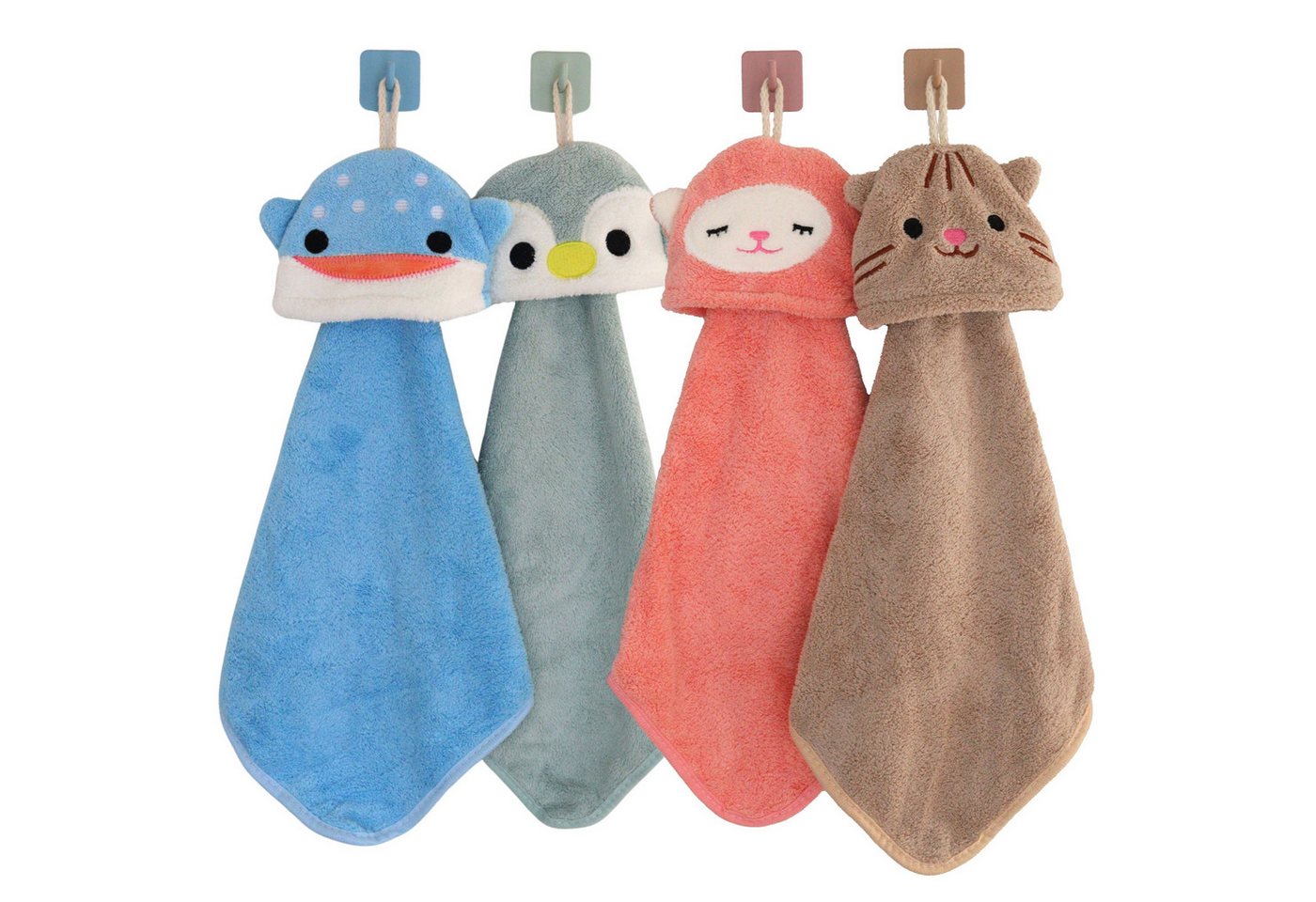 DEKAZIA Waschlappen für Kinder, süßes Tierdesign, Kinderhandtücher mit Geschenkverpackung, (4er Set, hochwertige Mikrofaser. 30x30cm), weich schnell trocknend kindgerecht von DEKAZIA