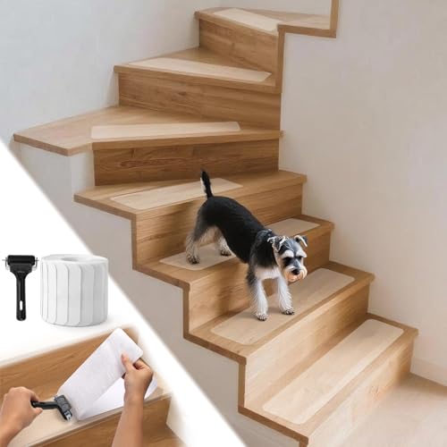 DEKEones Antirutsch Treppe, 15 Stück 60CM x 10CM Selbstklebende Transparente Stufenmatten, Wasserdicht Antirutsch Treppenstufen für Kinder Ältere und Hunde von DEKEones