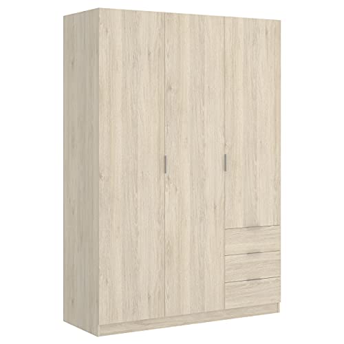 DEKIT GRUPO RIMOBEL Kleiderschrank mit 3 Türen und 3 Schubladen, Natur, 121 x 184 x 52 cm von DEKIT GRUPO RIMOBEL