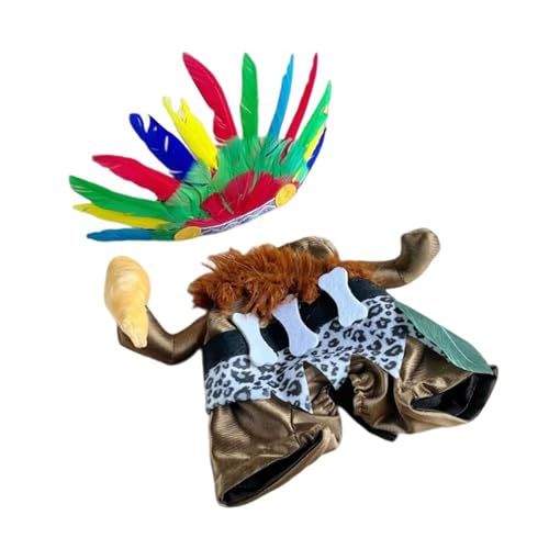 DEKKRYNFV Haustiertransformation Outfit Indian Outfit Haustier Kostüm Katzen Hunde Cosplay Kostüm Set Mit Huthundkleidung DEKKRYNFV Haustiertransformation Outfit Indian Outfit Haustier Kostüm Katzen Hunde Cosplay Kostüm Set Mit Huthundkleidung von DEKKRYNFV