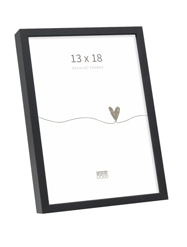 DEKNUDT Frames S029S2 Bilderrahmen zum Aufhängen oder Aufstellen in mattem Schwarz mit schlichtem Aluminium-Finish für Format 13 x 18 cm von Deknudt Frames