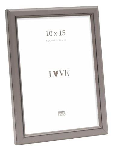 Deknudt Frames S236F7 Bilderrahmen für Format 10x15 cm im Landhausstil Grau Holz zum Aufhängen oder Aufstellen von DEKNUDT