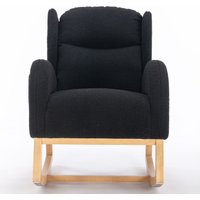 Moderner Schaukelstuhl mit Teddy-Stoffbezug, Ohrensessel mit ergonomischem Wingback-Design, für Wohnzimmer und Schlafzimmer, 71x96,5x101 cm, Schwarz Moderner Schaukelstuhl mit Teddy-Stoffbezug, Ohrensessel mit ergonomischem Wingback-Design, für Wohnzimmer und Schlafzimmer, 71x96,5x101 cm, Schwarz von DEKO COLLECTION