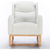 Moderner Schaukelstuhl mit Teddy-Stoffbezug, Ohrensessel mit ergonomischem Wingback-Design, für Wohnzimmer und Schlafzimmer, 71x96,5x101 cm, Weiß Moderner Schaukelstuhl mit Teddy-Stoffbezug, Ohrensessel mit ergonomischem Wingback-Design, für Wohnzimmer und Schlafzimmer, 71x96,5x101 cm, Weiß von DEKO COLLECTION