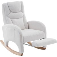 Schaukelstuhl Relaxsessel mit Armlehne, gepolstert und ergonomisch, für Wohnzimmer und Schlafzimmer, 66x96-125,5x99 cm, Weiß von DEKO COLLECTION
