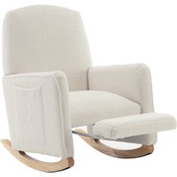Schaukelstuhl mit Hocker, Relaxsessel mit hoher Rückenlehne, Teddy-Stoff, 67x96-127x96 cm, Weiß Schaukelstuhl mit Hocker, Relaxsessel mit hoher Rückenlehne, Teddy-Stoff, 67x96-127x96 cm, Weiß von DEKO COLLECTION