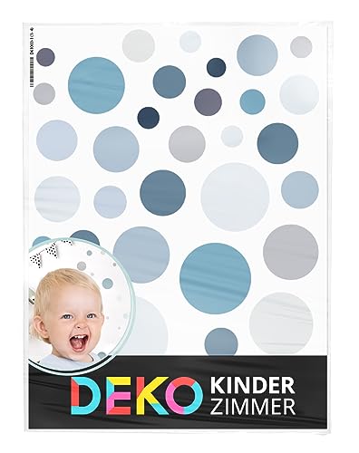 DEKO KINDERZIMMER 172 Wandtattoo Dots Polka Punkte Wandsticker Pastell Farben Kreise für Babyzimmer Wandaufkleber selbstklebend Wanddeko blau grau DK1125-05 von DEKO KINDERZIMMER