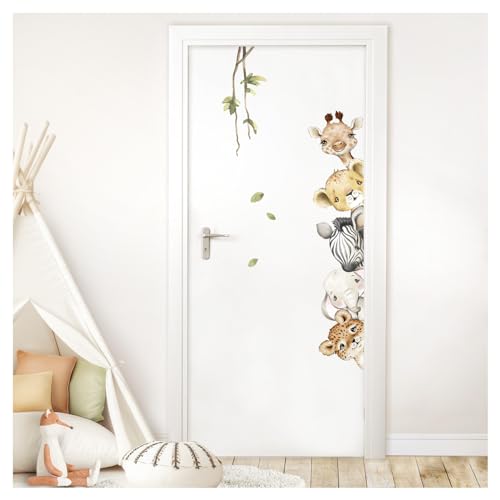 DEKO KINDERZIMMER Türsticker Dschungeltiere mit Name Wandtattoo Babyzimmer Türaufkleber Wandsticker Wandaufkleber Kinderzimmer Wanddeko DK1054-02 von DEKO KINDERZIMMER