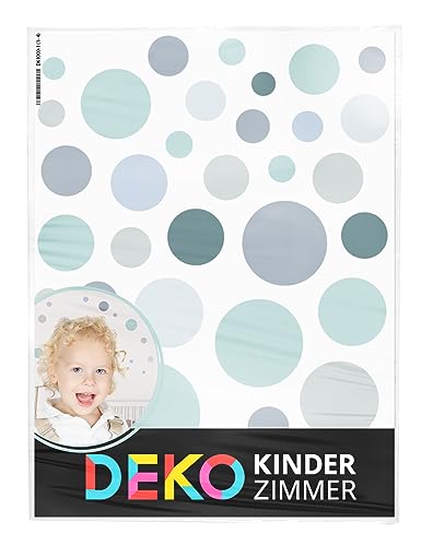 DEKO KINDERZIMMER Wandsticker 172 Stück Punkte Wandtattoo Dots Polka Babyzimmer Kreise Wandaufkleber Pastell Farben Sticker selbstklebend Mint grau DK1125-6 von DEKO KINDERZIMMER