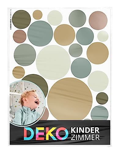 DEKO KINDERZIMMER Wandsticker Klebepunkte für Kinderzimmer 120 Stück Wandtattoo Kreise Punkte Dots in Braun Grün Mint Set Wandaufkleber Wanddeko DK1000A-04 von DEKO KINDERZIMMER