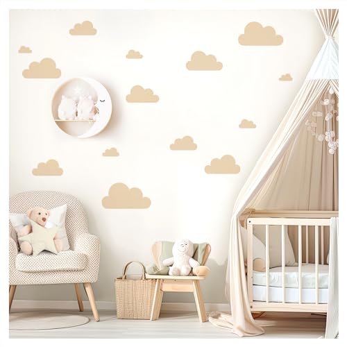 DEKO KINDERZIMMER Wandsticker Wolken Set beige Babyzimmer Wandtattoo Schlafzimmer Wandaufkleber Pastell Wanddeko DK1055-04 von DEKO KINDERZIMMER