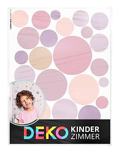 DEKO KINDERZIMMER Wandtattoo Kreise für Kinderzimmer 120 Stück Wandsticker Klebepunkte Dots in Altrosa Lila Pfirsich Set Babyzimmer Wandaufkleber DK1000A-07 von DEKO KINDERZIMMER