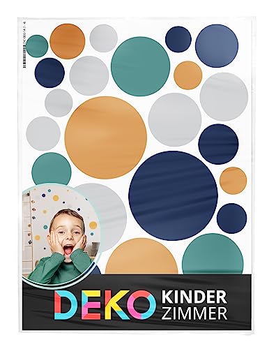 DEKO KINDERZIMMER Wandtattoo Kreise für Kinderzimmer 120 Stück Wandsticker für Babyzimmer Klebepunkte Dots in Blau Mint Gelb Set selbstklebend Wandaufkleber DK1000A-14 von DEKO KINDERZIMMER