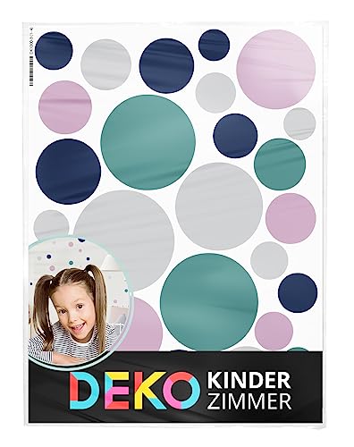 DEKO KINDERZIMMER Wandtattoo Punkte für Kinderzimmer 120 Stück Wandsticker Klebepunkte Kreise in Mint Rosa Blau Set Babyzimmer Wandaufkleber DK1000A-03 von DEKO KINDERZIMMER