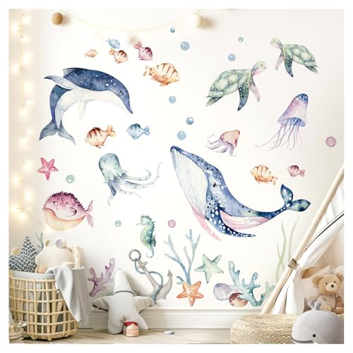 DEKO KINDERZIMMER XXL Wandtattoo Unterwasserwelt Sticker Set Wandsticker Meer Fische Babyzimmer Wandaufkleber Badezimmer Deko selbstklebend DK1051-04 DEKO KINDERZIMMER XXL Wandtattoo Unterwasserwelt Sticker Set Wandsticker Meer Fische Babyzimmer Wandaufkleber Badezimmer Deko selbstklebend DK1051-04 von DEKO KINDERZIMMER