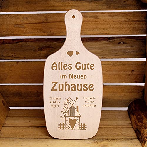 Alles Gute im neuen Zuhause - Holzbrett Schneidebrett Geschenk zum Einzug 34x15cm | Dekolando von DEKO-LANDO