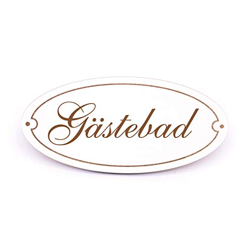 Bad Schild Türschild Oval für Gäste - Gästebad - selbstklebend Hinweisschild Dekoschild 15 x 7 cm von DEKO-LANDO