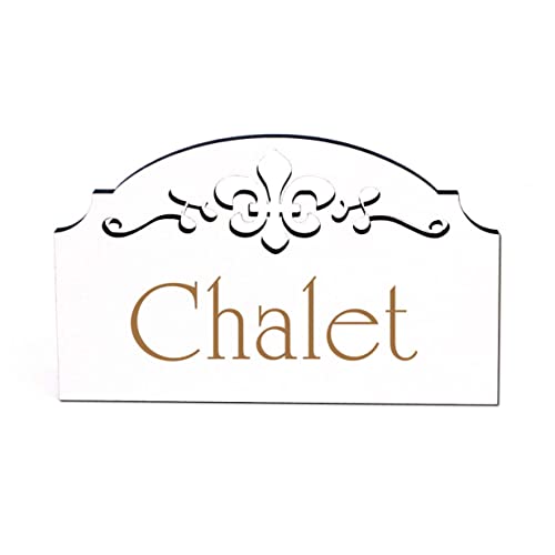 Chalet Türschild Schild Holz graviert Ornamente selbstklebend Vintage Landhaus Türdeko 15,5 x 9,5 cm Chalet Türschild Schild Holz graviert Ornamente selbstklebend Vintage Landhaus Türdeko 15,5 x 9,5 cm von DEKO-LANDO