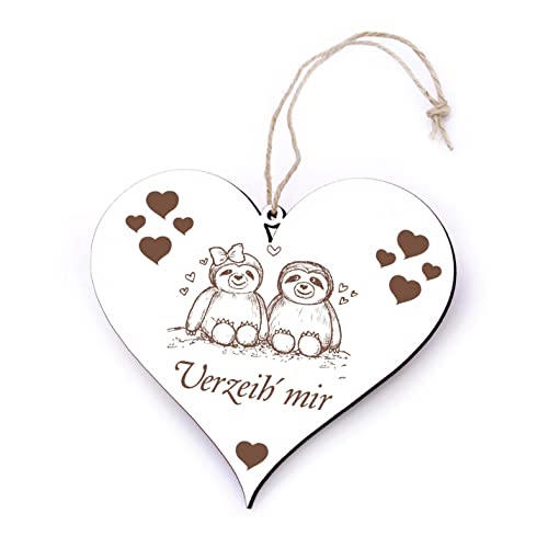 DEKO-LANDO Herz Schild - Verzeih mir Faultier 13 x 12cm Holz HDF Entschuldigung Geschenk Sorry Verzeihung Tut Leid Geschenke Beziehung, weiß DEKO-LANDO Herz Schild - Verzeih mir Faultier 13 x 12cm Holz HDF Entschuldigung Geschenk Sorry Verzeihung Tut Leid Geschenke Beziehung, weiß von DEKO-LANDO