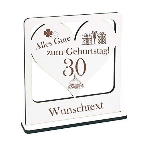 Deko Aufsteller Alles Gute zum 30. Geburtstag - mit Wunschgravur und Motiven - 16 x 16 cm von DEKO-LANDO