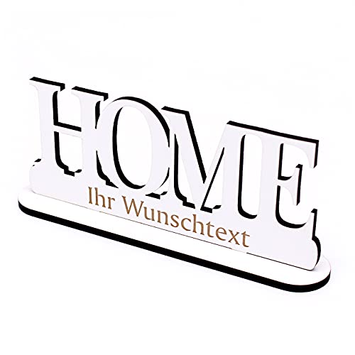 Deko Aufsteller Buchstaben - HOME mit Wunschtext - Schild zum Hinstellen Schriftzug graviert 21x8cm von DEKO-LANDO