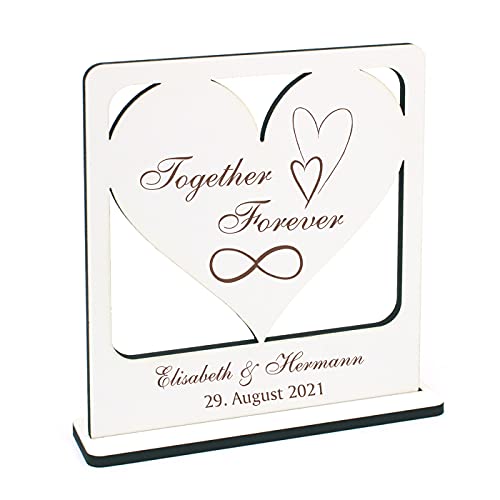 Deko Aufsteller Together Forever - Motiv Endlosschleife - inkl. Name und Datum - 16 x 16 cm von DEKO-LANDO