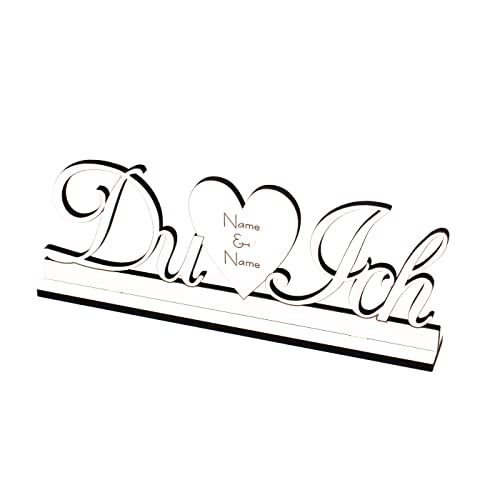 Dekoaufsteller Schriftzug - Du & Ich - Aufsteller aus Holz weiß mit Herz und Name Braut Bräutigam 24 x 10 cm Dekoaufsteller Schriftzug - Du & Ich - Aufsteller aus Holz weiß mit Herz und Name Braut Bräutigam 24 x 10 cm von DEKO-LANDO