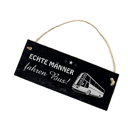 Echte Männer fahren Bus - Schild Schiefertafel Spruch Geschenkidee Busfahrer 22 x 8 cm | Dekolando von DEKO-LANDO