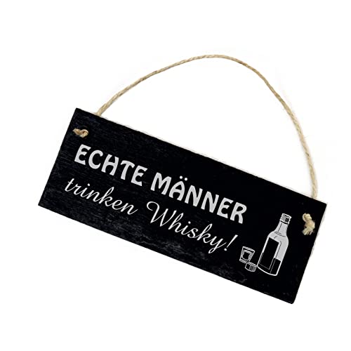 Echte Männer trinken Whisky - Schild Schiefer graviert Dekoschild Whiskytrinker 22 x 8 cm | Dekolando von DEKO-LANDO