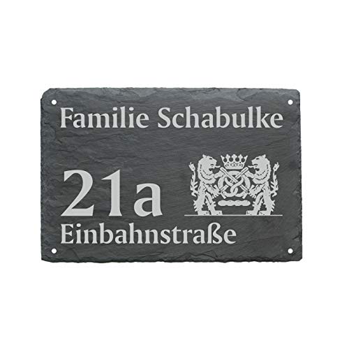 Hausnummer Türschild BÄCKER - Name + Straße (optional) - 22 x 16 cm von DEKO-LANDO