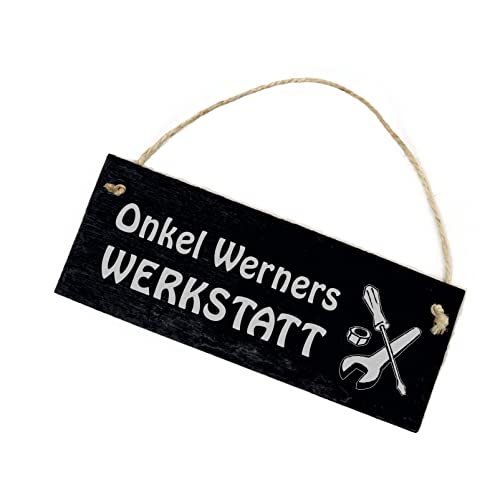 Onkel Werkstatt Schild Schiefer - täglich geöffnet - Werkstattschild Personalisiert Name Onkel Werkzeug 22 x 8 cm | Dekolando von DEKO-LANDO