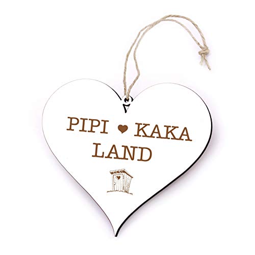 Pipi Kaka Land Schild Herz graviert Plumpsklo - Türschild WC Toilette Dekoschild 13x12cm | Dekolando von DEKO-LANDO