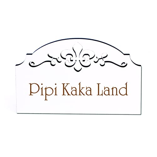 Pipi Kaka Land Türschild Schild Holz selbstklebend Ornamente Toilettentür WC Deko 15,5 x 9,5 cm | Dekolando von DEKO-LANDO