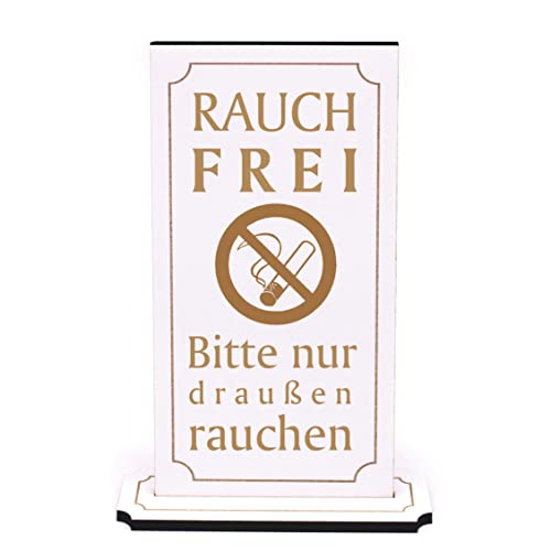 Rauchfrei Bitte nur draußen rauchen - Aufsteller Schild Nichtraucher Holz Graviert 10 x 20 cm | Dekolando von DEKO-LANDO