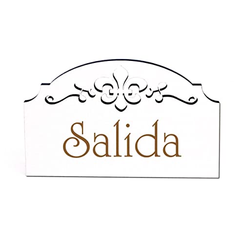 Salida Türschild Schild Ausgang Spanisch Holz selbstklebend Ornamente graviert 15,5 x 9,5 cm | Dekolando von DEKO-LANDO