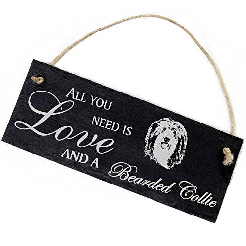 Schiefertafel Deko Bearded Collie Schild 22 x 8 cm - All you need is Love and a Bearded Collie - Wanddeko Dekoration Türschild Schiefertafel Deko Bearded Collie Schild 22 x 8 cm - All you need is Love and a Bearded Collie - Wanddeko Dekoration Türschild von DEKO-LANDO