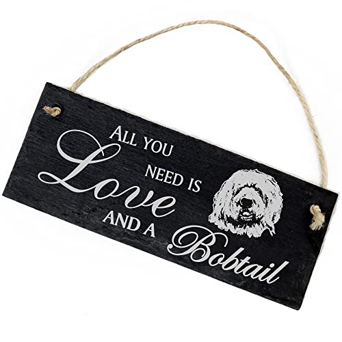 Schiefertafel Deko Bobtail Schild 22 x 8 cm - All you need is Love and a Bobtail - Wanddeko Dekoration Türschild Schiefertafel Deko Bobtail Schild 22 x 8 cm - All you need is Love and a Bobtail - Wanddeko Dekoration Türschild von DEKO-LANDO
