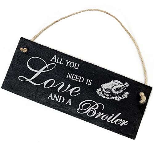 Schiefertafel Deko Broiler Schild 22 x 8 cm - All you need is Love and a Broiler - Wanddeko Dekoration Türschild Schiefertafel Deko Broiler Schild 22 x 8 cm - All you need is Love and a Broiler - Wanddeko Dekoration Türschild von DEKO-LANDO