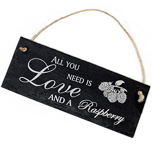 Schiefertafel Deko Himbeere Schild 22 x 8 cm - All you need is Love and a Raspberry - Wanddeko Dekoration Türschild Schiefertafel Deko Himbeere Schild 22 x 8 cm - All you need is Love and a Raspberry - Wanddeko Dekoration Türschild von DEKO-LANDO