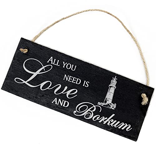 Schiefertafel Deko Insel Borkum Leuchtturm Schild 22 x 8 cm - All you need is Love and Borkum - Wanddeko Dekoration Türschild Schiefertafel Deko Insel Borkum Leuchtturm Schild 22 x 8 cm - All you need is Love and Borkum - Wanddeko Dekoration Türschild von DEKO-LANDO