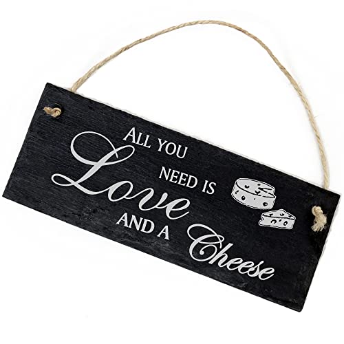 Schiefertafel Deko Käse Schild 22 x 8 cm - All you need is Love and a Cheese - Wanddeko Dekoration Türschild von DEKO-LANDO