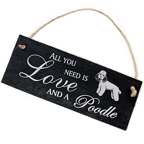 Schiefertafel Deko Pudel Schild 22 x 8 cm - All you need is Love and a Poodle - Wanddeko Dekoration Türschild Schiefertafel Deko Pudel Schild 22 x 8 cm - All you need is Love and a Poodle - Wanddeko Dekoration Türschild von DEKO-LANDO